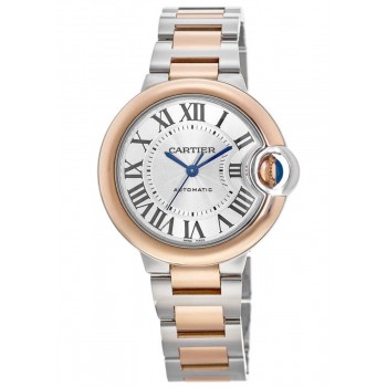 Réplique Cartier Ballon Bleu 42mm Or Rose &amp; Montre automatique pour hommes en acier W2BB0004