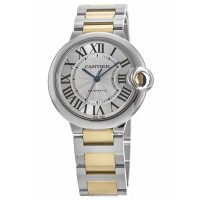 Réplique Montre pour femme Cartier Ballon Bleu de Cartier avec cadran argenté en acier bicolore W2BB0030