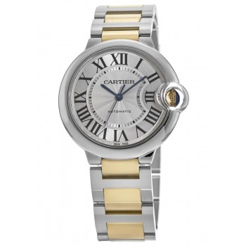 Réplique Montre pour femme Cartier Ballon Bleu de Cartier avec cadran argenté en acier bicolore W2BB0030