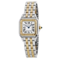 Réplique Cartier Panthère de Cartier Petit Or Jaune &amp; Montre pour femme en acier inoxydable avec cadran argenté W2PN0006