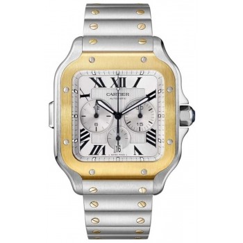 Réplique Montre Homme Cartier Santos De Cartier Chronographe Acier et Or Jaune W2SA0008