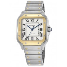 Réplique Montre pour homme Cartier Santos De Cartier avec cadran argenté en acier inoxydable W2SA0009