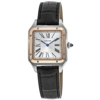 Réplique Montre pour homme Cartier Santos Dumont avec grand bracelet en acier et cuir W2SA0011