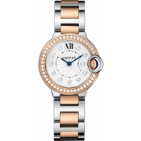 Réplique Montre Cartier Ballon Bleu de Cartier avec cadran argenté, diamant, acier inoxydable et or rose W3BB0025