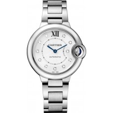 Réplique Montre pour femme Cartier Ballon Bleu 33 mm en acier avec cadran diamant argenté W4BB0021