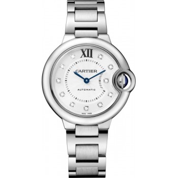 Réplique Montre pour femme Cartier Ballon Bleu 33 mm en acier avec cadran diamant argenté W4BB0021