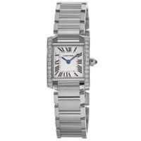 Réplique Montre Cartier Tank Française cadran argenté pour femme W4TA0008