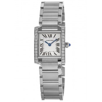 Réplique Montre Cartier Tank Française cadran argenté pour femme W4TA0008