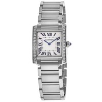 Réplique Montre Cartier Tank Francaise en acier inoxydable avec diamants moyens pour femme W4TA0009