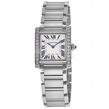 Réplique Montre Cartier Tank Francaise en acier inoxydable avec diamants moyens pour femme W4TA0009