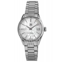 Réplique Montre pour femme Tag Heuer Carrera Quartz avec cadran en nacre blanche et acier WAR1311.BA0778