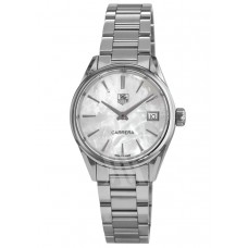 Réplique Montre pour femme Tag Heuer Carrera Quartz avec cadran en nacre blanche et acier WAR1311.BA0778