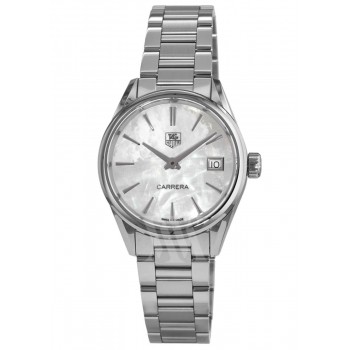 Réplique Montre pour femme Tag Heuer Carrera Quartz avec cadran en nacre blanche et acier WAR1311.BA0778