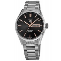 Réplique Montre pour homme Tag Heuer Carrera Calibre 5 Day-Date automatique avec cadran noir en acier WAR201C.BA0723