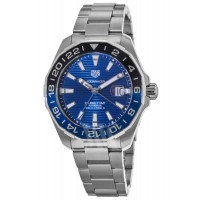 Réplique Montre pour homme Tag Heuer Aquaracer 300M automatique GMT en acier à cadran bleu WAY201T.BA0927