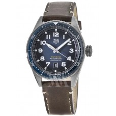 Réplique Montre pour homme Tag Heuer Autavia Calibre 5 chronomètre cadran bleu bracelet en cuir WBE5116.FC8266