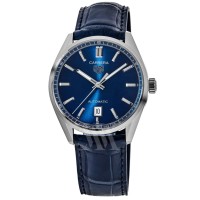 Réplique Montre pour homme Tag Heuer Carrera avec cadran bleu et bracelet en cuir WBN2112.FC6504