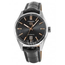 Réplique Montre pour homme Tag Heuer Carrera automatique en cuir avec cadran en or rose noir WBN2113.FC6505