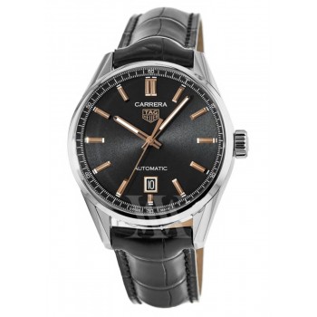 Réplique Montre pour homme Tag Heuer Carrera automatique en cuir avec cadran en or rose noir WBN2113.FC6505