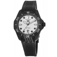 Réplique Montre pour homme Tag Heuer Aquaracer 300M automatique avec cadran blanc et bracelet en caoutchouc WBP201D.FT6197