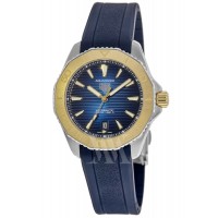 Réplique Tag Heuer Aquaracer Professional 200 Cadran bleu Lunette dorée Bracelet en caoutchouc Montre pour homme WBP2150.FT6210