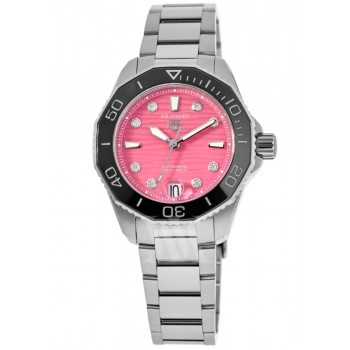 Réplique Montre pour femme Tag Heuer Aquaracer Professional 300 Date en acier avec cadran diamant rose WBP231J.BA0618