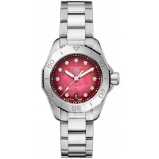 Réplique Montre pour femme Tag Heuer Aquaracer Professional 200 Date Smokey Red Diamond Dial en acier WBP2414.BA0622