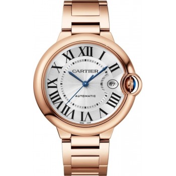 Réplique Montre Cartier Ballon Bleu de Cartier avec cadran argenté et or rose 18 carats pour homme WGBB0039