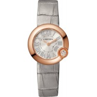 Réplique Montre Cartier Ballon Blanc avec cadran argenté et bracelet en cuir pour femme WGBL0004