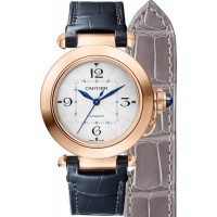 Réplique Montre Cartier Pasha avec cadran argenté et bracelet en cuir pour femme WGPA0014