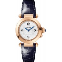 Réplique Montre Cartier Pasha De Cartier avec cadran opalin et bracelet en cuir or rose pour femme WGPA0018