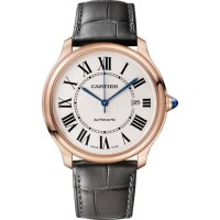 Réplique Montre Cartier Ronde Louis avec cadran beige et bracelet en cuir or rose 18 carats WGRN0011