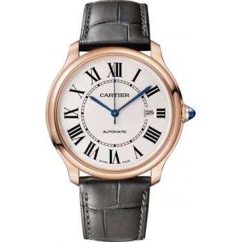 Réplique Montre Cartier Ronde Louis avec cadran beige et bracelet en cuir or rose 18 carats WGRN0011