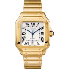 Réplique Montre Cartier Santos De Cartier avec cadran argenté et or jaune pour homme WGSA0029