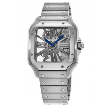 Réplique Montre Cartier Santos De Cartier avec cadran squelette en acier inoxydable pour homme WHSA0015