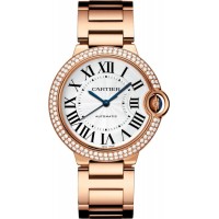 Réplique Montre Cartier Ballon Bleu de Cartier avec cadran argenté et diamants en or rose 18 carats WJBB0067