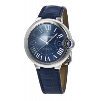 Réplique Montre Cartier Ballon Bleu de Cartier avec cadran bleu et bracelet en cuir pour homme WSBB0027