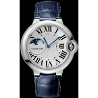 Réplique Montre Cartier Ballon Bleu de Cartier avec cadran argenté et bracelet en cuir pour femme WSBB0029