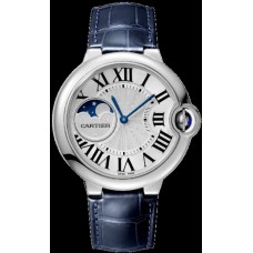 Réplique Montre Cartier Ballon Bleu de Cartier avec cadran argenté et bracelet en cuir pour femme WSBB0029