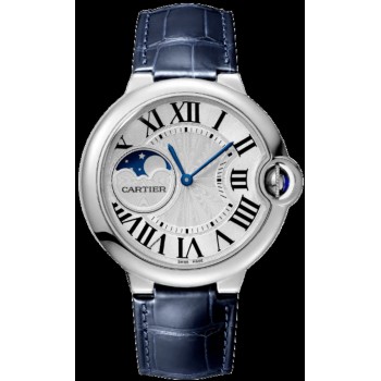 Réplique Montre Cartier Ballon Bleu de Cartier avec cadran argenté et bracelet en cuir pour femme WSBB0029