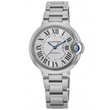 Réplique Montre Cartier Ballon Bleu 33 mm en acier avec cadran argenté pour femme WSBB0044