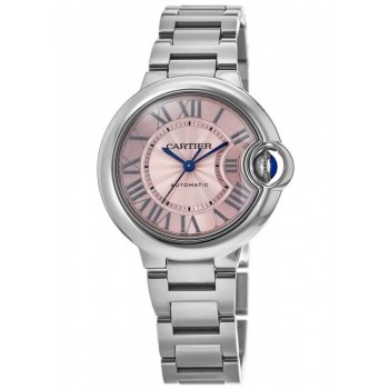 Réplique Montre Cartier Ballon Bleu 33 mm cadran rose en acier pour femme WSBB0046