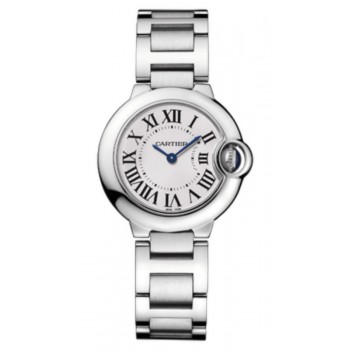 Réplique Montre Cartier Ballon Bleu 28 mm avec cadran opalin argenté pour femme WSBB0067