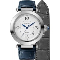 Réplique Montre Cartier Pasha 41 mm avec cadran argenté et bracelet en cuir pour homme WSPA0010