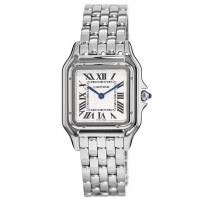 Réplique Montre Cartier Panthère de Cartier pour femme avec cadran argenté moyen en acier inoxydable WSPN0007