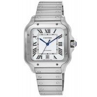 Réplique Montre pour homme Cartier Santos De Cartier avec cadran argenté en acier inoxydable WSSA0018