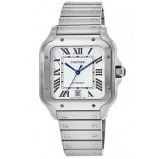 Réplique Montre pour homme Cartier Santos De Cartier avec cadran argenté en acier inoxydable WSSA0018