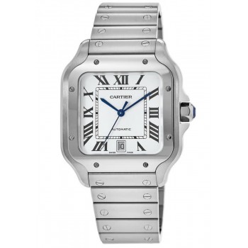 Réplique Montre pour homme Cartier Santos De Cartier avec cadran argenté en acier inoxydable WSSA0018