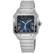 Réplique Montre Cartier Santos De Cartier pour homme en acier inoxydable à grand cadran bleu WSSA0030