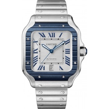 Réplique Montre Cartier Santos De Cartier pour homme en acier à cadran gris WSSA0047